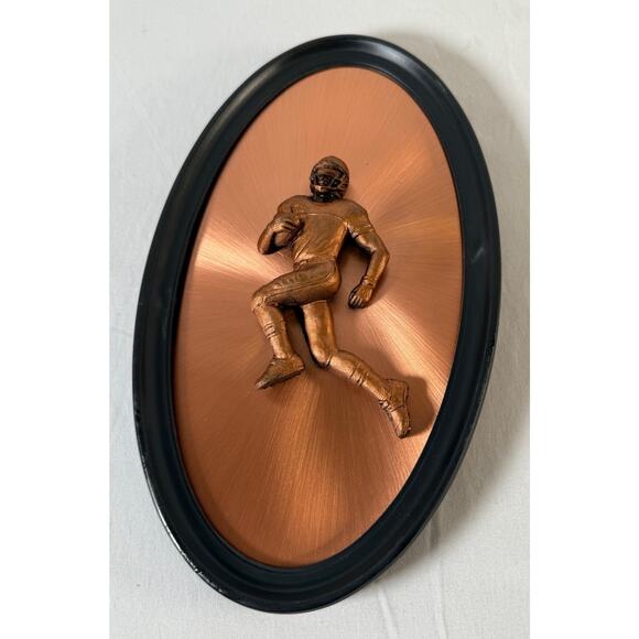 Copperama Football Male Player Wall Plaque 3-D copper art w/Frame, 85-29 - Picture 1 of 9